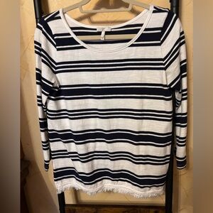 Joie Size S Striped Navy and White Long-Sleeve Women's Top